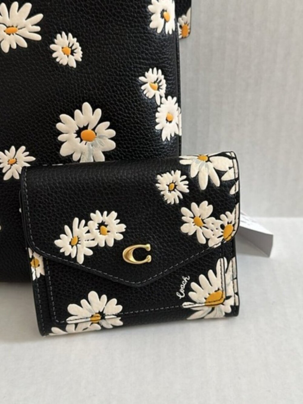 NWT Coach Black Floral Wallet